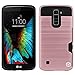 LG K10 Case, LG Premier LTE Case, mp-Mall [Shock Absorbent] [Card Slot] Armor Hybrid Defender Rugged Protective Cover Case for LG K10/ LG Premier LTE (Rose Gold)