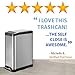 Home Zone Stainless Steel Kitchen Trash Can with Rectangular Design and Step Pedal | 45 Liter / 12 Gallon Storage with Removable Plastic Trash Bin Liner, Silver