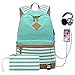Geek-M Backpack Set Teen Girls Schoolbag Primary School Bookbag Kids Students Knapsack Daypack with Lunch Box Pencil Case