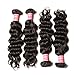 Jolia Hair 8A Grade Virgin Brazilian Natural Wave Hair 3 Bundles, 100% Unprocessed Brazilian Virgin Human Hair Weave Extensions, Natural Black Color, Full Head (16 18 20 inches)