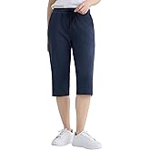 Weintee Women's Petite Cotton Capris with Pockets