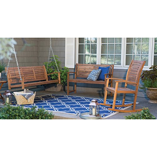 Swing, Porch Swing, Yard Swing, 5 Ft., Outdoor Horizontal Slat Back Porch Swing Crafted From Premium Acacia Wood In Natural Finish