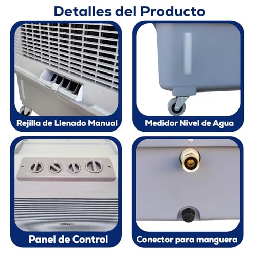 TRK Enfriador Evaporativo Industrial Portátil 60 Litros - Climatizador para Taller y Almacén - 450W