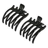ReNext Woman Girls Black Plastic Hairpin Clamp Hair Claw Clips 2 Pcs