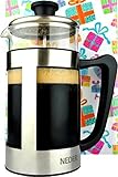 French Press Coffee Espresso Tea Maker 34 oz - Gift Box - Comfortable Handle - Easy Clean - Coffee Press Stainless Steel - 1 liter 8 Cups - Gift Idea - Birthday gifts for women and men