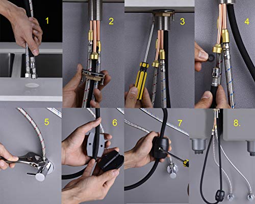 Kitchen Faucet,Delle Rosa Lead Free Brass Kitchen Faucet,High Arc 360 Degree Swivel Kitchen Faucet, Pre-rinse Kitchen Faucet with Pull Down Sprayer Oil Rubbed Bronze