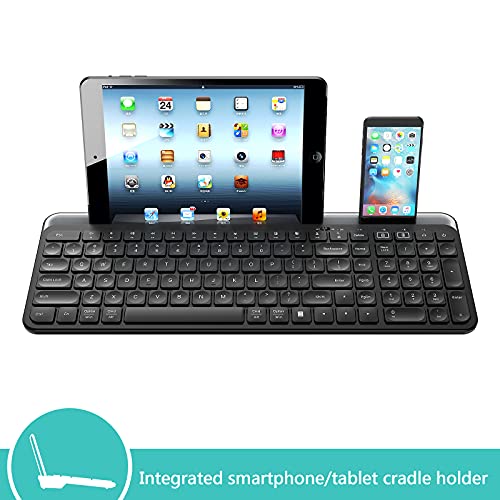 Bluetooth Wireless Keyboard,Bluetooth Keyboard for Ipad Wireless Keyboard with Phone Holder and Mouse Pad,Tablet Keyboard Bluetooth USB Keyboard for Smatphone,Tablets,PC, Computer, Laptop, MacBlack