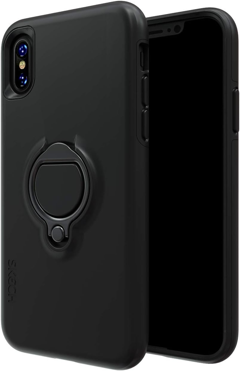 Skech Vortex 360° Rotating Ring Holder Case for Apple iPhone X/iPhone Xs 5.8 inches with Car Mount Compatible Drop-Tested 10 Feet Back Cover Kickstand Case (Car Mount Included in The Box) - Black