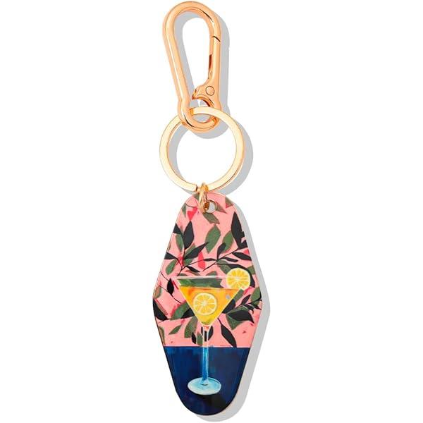 Piper K Olive Martini Keychain Bag Charm Glass Stones Summer Cocktail Gift
