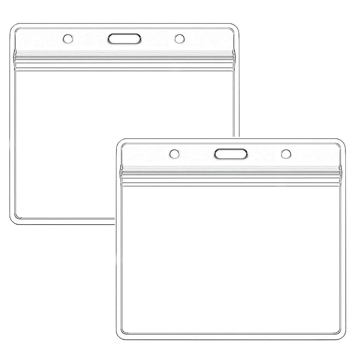 Photo 1 of 10 Pack Extra Thick Horizontal ID Card Name Tag Badge Holder with Waterproof Type Resealable Zip (Holders)