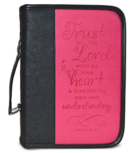 Pink Trust in the Lord Proverbs 3:4 Faux Leather 7.5 x 10 Bible Case (Large)
