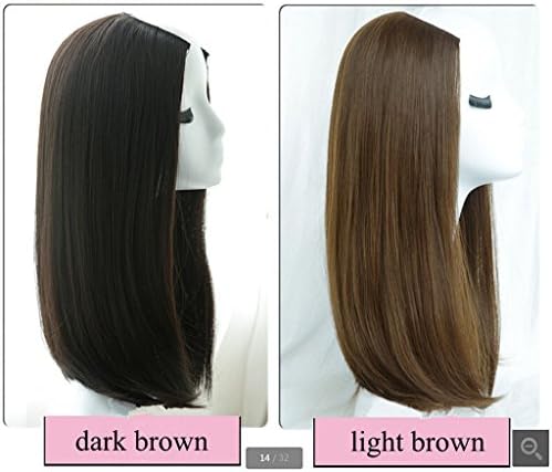 BESTLEE Women Straight Synthetic Hair U Part Clip in Hair Extensions Mono Topper Light Brown