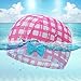 H&C Kids Swim Cap Toddler Swimming Caps Baby Bathing Hat Plaid Bowknot Swim Cap for Kids