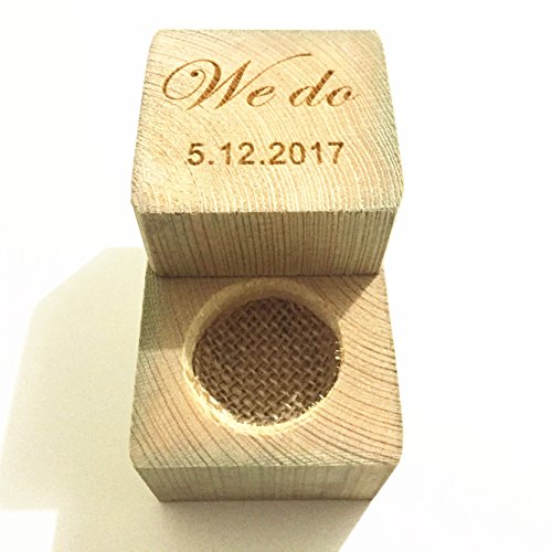 We Do Wedding Ring Box with Your Custom Date, Personalized Wedding Ring Box