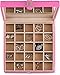 Glenor Co Earring Holder - Classic 25 Section Jewelry Box/Case/Organizer for Earrings, Rings, Necklaces, Jewelry, Cufflinks or Collections. 25 Small Compartments with Elegant Large Mirror - Pink
