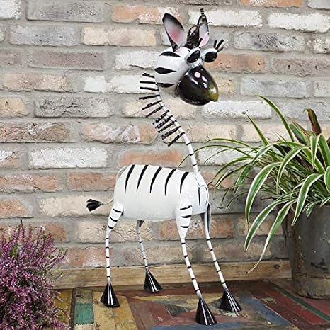 Get Goods Zebra Metal Garden Ornament Zoo Animal Statue Lawn Feature Outdoor Indoor Figure Home Decor Amazon Co Uk Garden Outdoors