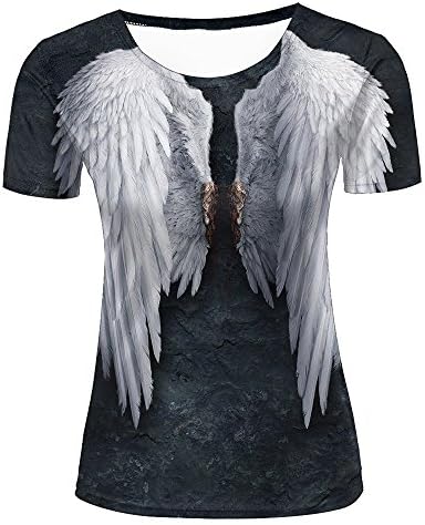 liujinsheng Womens 3D Printed White Feather and Wings Graphic Casual Couple T Shirts Tops S