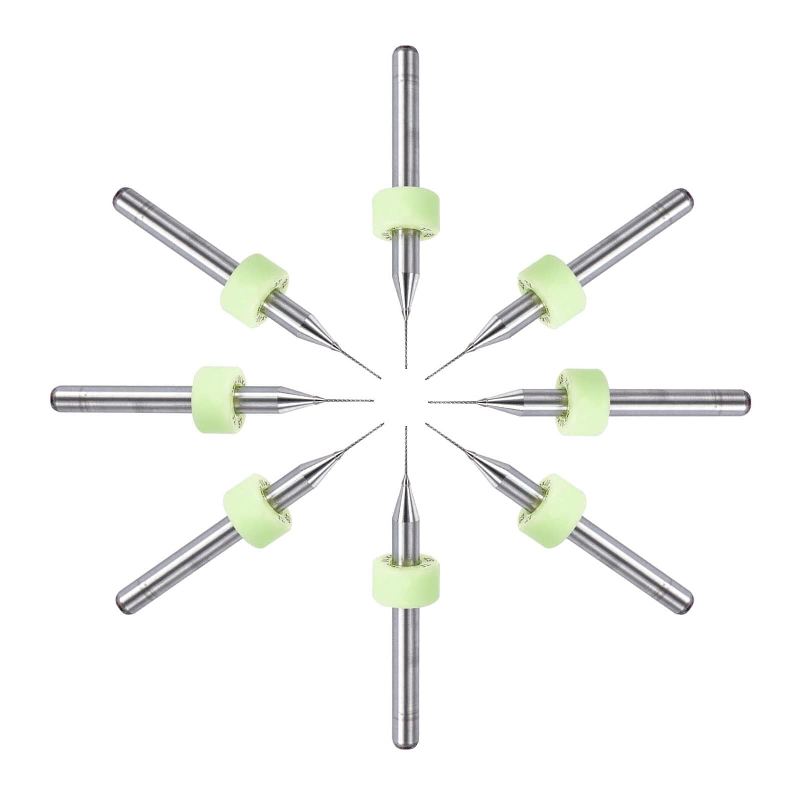 TA-VIGOR 10Pcs Micro Drill Bit 1.1mm, Green PCB Drill Bits with 1/8 Inch Shank Tungsten Carbide Drilling Rotary Tool for Print Circuit Board Stone CNC Engraving