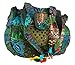 Tribe Azure Floral Embroidered Blue Shoulder Tote Bag Boho Gypsy Hippie Cotton Lightweight Roomy Spacious Colorful School Laptop Books Large Durable