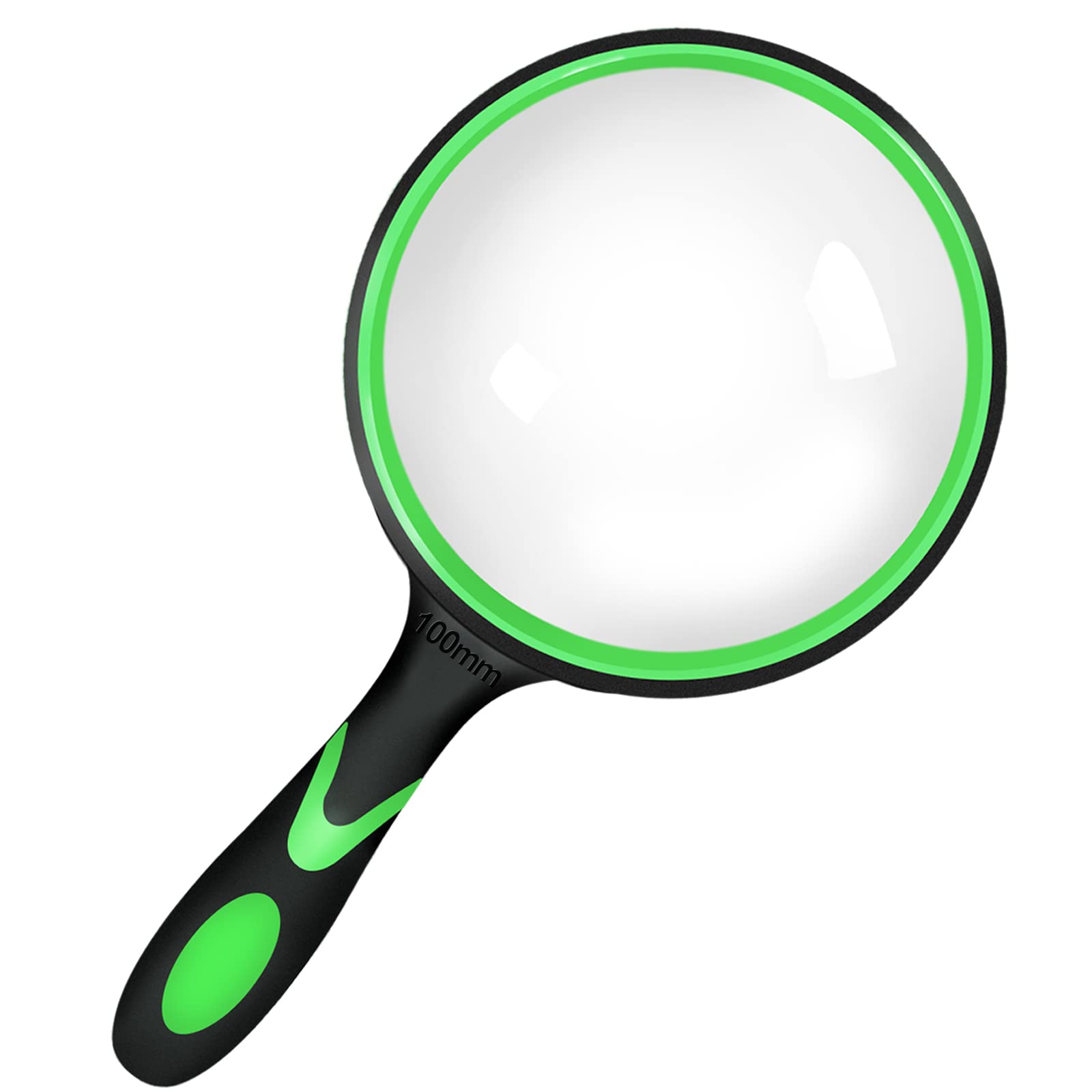 100mm Large Magnifying Glass, Strong Handheld Reading Magnifier Glasses Shatterproof magnifyf Lens with Non-Slip Rubber Hand-held Gift for Kids Boys Girls Children Insect Seniors Visually Impaired