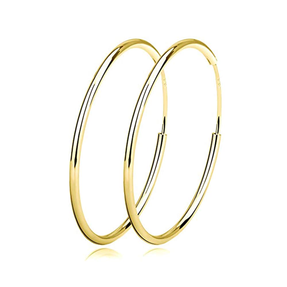Sterling Silver Fine Hoop Earrings Circle Endless Loop- Jewellery for Women Girls Diameter Size: 20 30 40 50 60 mm (40mm Gold)