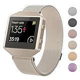 CRODI Compatible Fitbit Blaze Bands with New Metal Frame, Womens Mens Stainless Steel Magnetic Milanese Classic Replacement Fit bit Blaze Wristbands (Small, Large)
