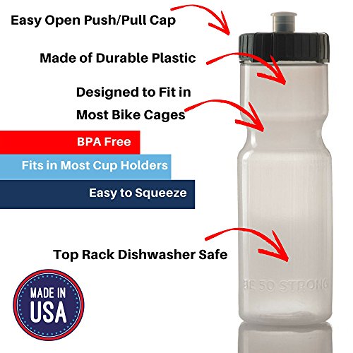 image for 50 Strong BPA Free Squeeze Bike Water Bottle with Bicycle Bottle Holde