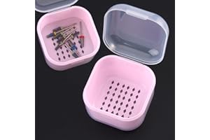 SUTOKAKA Nail Tool Sterilizer Box Plastic Disinfectant Container for Nail Art Accessories Tools, Portable Nail Drill Bits Sterilizer Tray with Strainer, Soaking Tray Clean Box Manicure Equipment