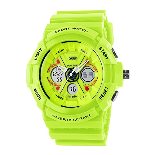 Boys Watch, Sports Watches, LED Analog Digital Display Watches Sport Waterproof for Boy Girls Kids Green