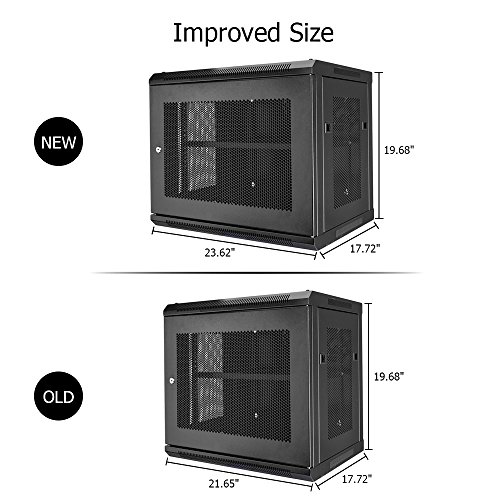 Z ZTDM Server 19 Inch Rack 9U Enclosure, Date Network Lockable Secure Cabinet with Shelf and Two Cooling Fans Fully Assembled Vented Door