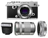 Olympus PEN-F Mirrorless Micro Four Thirds Digital Camera with Olympus M.Zuiko Digital ED 14-42mm f/3.5-5.6 EZ & 40-150mm f/4.0-5.6 R Lenses (Silver)