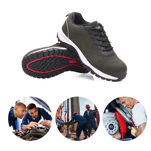 aeepd Steel Toe Shoes Men, Safety Work Sneakers Reflective Strip Industrial & Construction Shoe Yellow