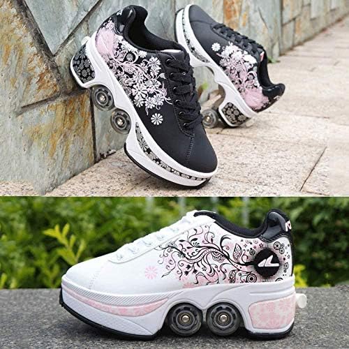 ローラースケート インラインスケート ローラーブレード 2 In 1多目的シューズ ガールズボーイズホイールシューズキッズホイール スニーカーローラースニーカー4ホイール付きシューズ Black 35 B086hgvs1g 7 781円 激安通販ショッピング 超人気 専門店 人気海外