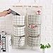 2 Packs Linen Cotton Fabric Wall Door Closet Hanging Storage Bag 3 Pockets Over The Door Organizer for Room Bathroom with 1pc Elephant Coaster by HomRing
