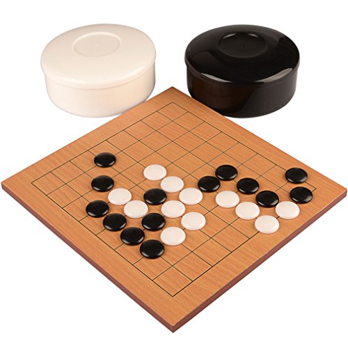 Beechwood Veneer 0.4" Go Board w/ Single Convex Melamine Stones Set