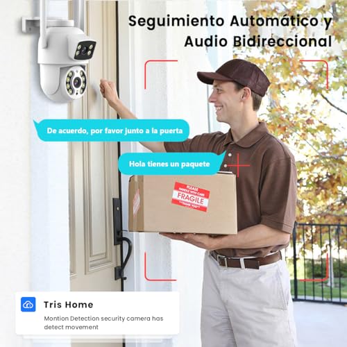 E T EASYTAO Q29 Cámara de Seguridad Exterior, 2K 3MP Cámara Wifi de Doble Lente, Tris Home/ICSee APP, IP66 Impermeabile, con Audio Bidireccional, Detección de Movimiento, Visión Nocturna, Compatible Alexa