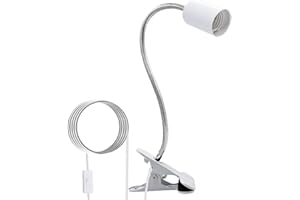 Clip on Desk Lamp,Flexible Wire Clip Holder E26/E27 Base, Light Socket with On/Off Switch,with 360° Rotatable Hose,for Readin