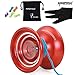 MAGICYOYO Metal Yoyos K7 Responsive Yoyo Ball for Beginners with Bag + Glove + 5 Strings -- Red