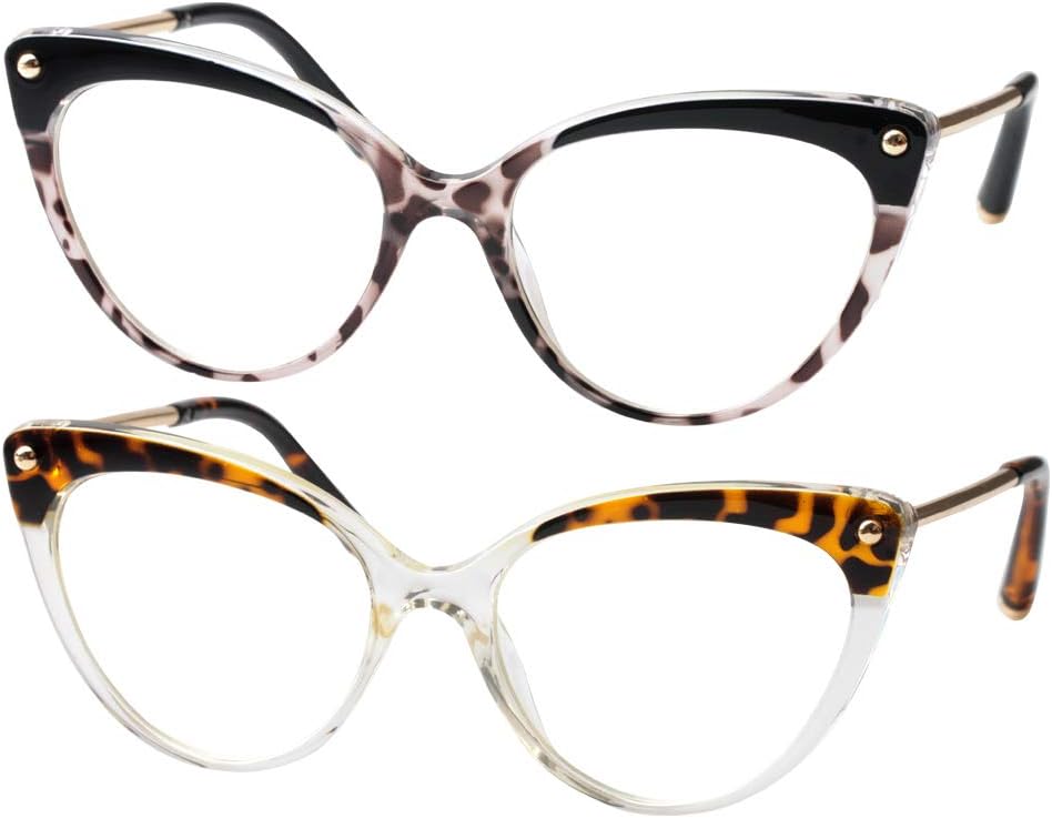 SOOLALA Ladies Oversized Cat Eye Reading Glass Modern Eyeglass Frame