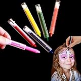 Multicolor Face Painting Kit - Pack of 12 Bright Makeup Crayon Sticks for Masquerades | Halloween | Birthday Parties | Parades - 12 Count Kids Creative Body Facial Paint - 6 Color Assortment