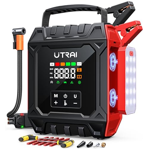 UTRAI 8000A Jump Starter with Air Compressor 160PSI, Car Battery Jumper Starter for All Gas/12L Diesel Engines, Portable Car Jump Starter Jump Box with 1000LM Magnetic Light, Tire Repair Kit