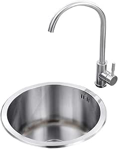 Fregadero redondo de cocina de un solo canal, fregadero de acero