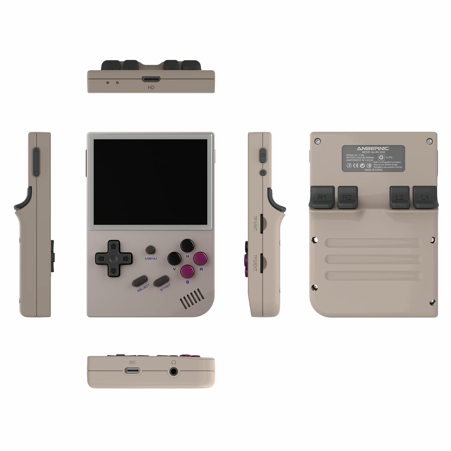 RG35XX 2024 New Updated Portable Game Console with 3.5 Inch IPS Screen Built-in 5470+ Games Linux System, Handheld Video Games Support Gamepad and HDMI TV Output, Retro Game Gift (Gray)