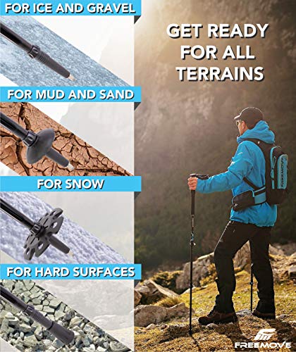 FREEMOVE Trekking Poles Collapsible, Lightweight Ultra Strong Aluminum 7075 Sticks for Hiking and Walking with Cork Grips, Quick Locks, Fully Equiped Accessories Gear for Men and Women - Thumbnail 5