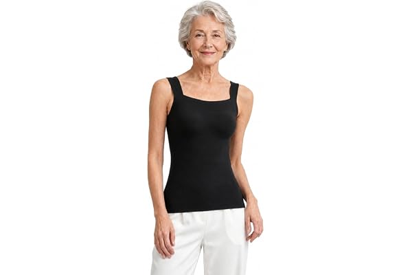 Maggie's Tanks with Built in Bra, Women's Square Neck Wireless Bra Cami, Seamless Soft Support Tank Top