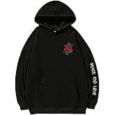 SUNNY GUO Rose Embroidered Hoodie For Men Women Long Sleeve Letters Printed Hip Hop Hoodie Hooded Sweatshirt