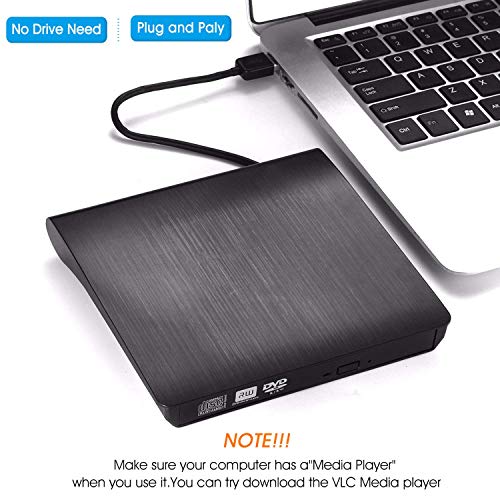 [Updated Version] External CD Drive, ACETEND USB 3.0 Portable CD DVD +/-RW Drive Slim DVD/CD ROM Rewriter Burner Writer, High Speed Data Transfer for Laptop Notebook PC Desktops (Gray) - Thumbnail 3