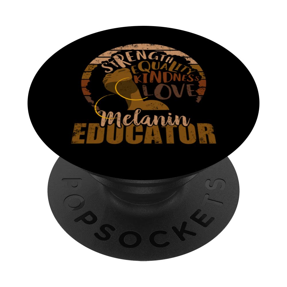 Melanin Educator Afro Words Strength Equality Kindness Love PopSockets Swappable PopGrip