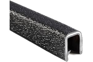 TRIM-LOK Edge Trim - Fits 3/8" Edge, 5/8” Leg Length, 25’ Length - Single Gripping Finger - Black, Pebble Texture - Flexible PVC Edge Protector