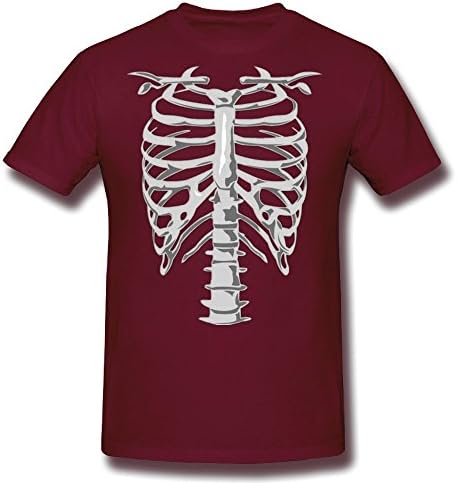 Qichen Shop Skeleton Costume Men's Burgundy Tee Shirt Size XXL Sport